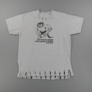 Vintage Y2K Albert Einstein Caveman Graphic Tee Crazy Cutting Mens Size M